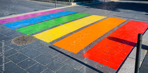LGBT pedestrian crossing in the streets of Bordeaux for the Gay Pride Month © JeanLuc Ichard