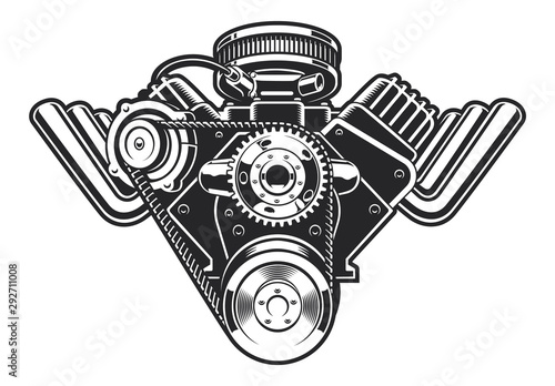 Vector illustration of a hot rod engine