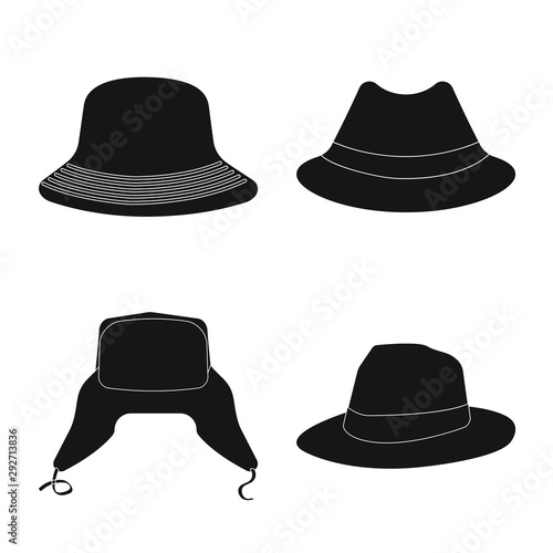 Isolated object of headgear and cap sign. Collection of headgear and accessory vector icon for stock.
