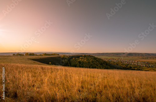 sunset over wheat field © Luckmanov
