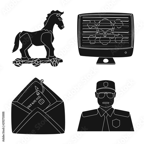 Isolated object of virus and secure icon. Collection of virus and cyber vector icon for stock.