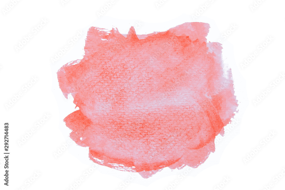 Red watercolor hand drawn texture with brush strokes isolated on white background with clipping path.