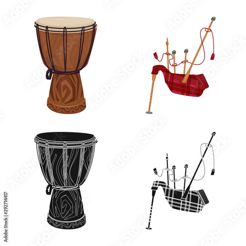 Isolated object of music and tune logo. Set of music and tool stock symbol for web.