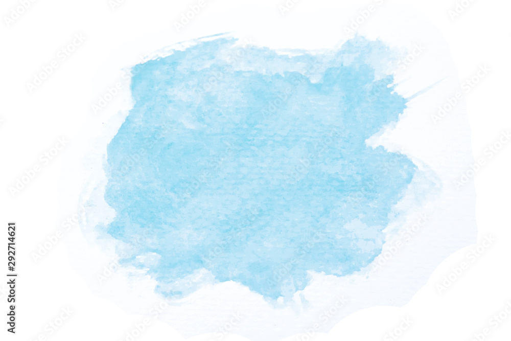 Obraz sky blue, light blue watercolor hand drawn texture with brush strokes isolated on white background with clipping path.