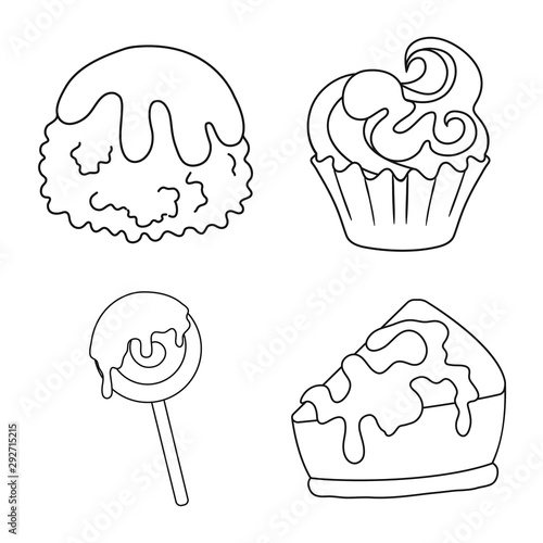 Vector design of sweet and product icon. Collection of sweet and caramel stock vector illustration.