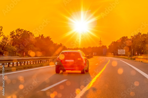 Car on highway in summer