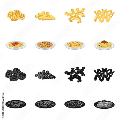 Vector design of pasta and carbohydrate logo. Collection of pasta and macaroni vector icon for stock.