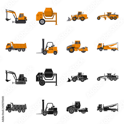 Vector illustration of build and construction symbol. Set of build and machinery stock symbol for web.