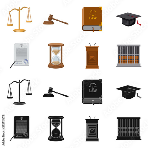 Vector design of law and lawyer symbol. Collection of law and justice stock symbol for web.