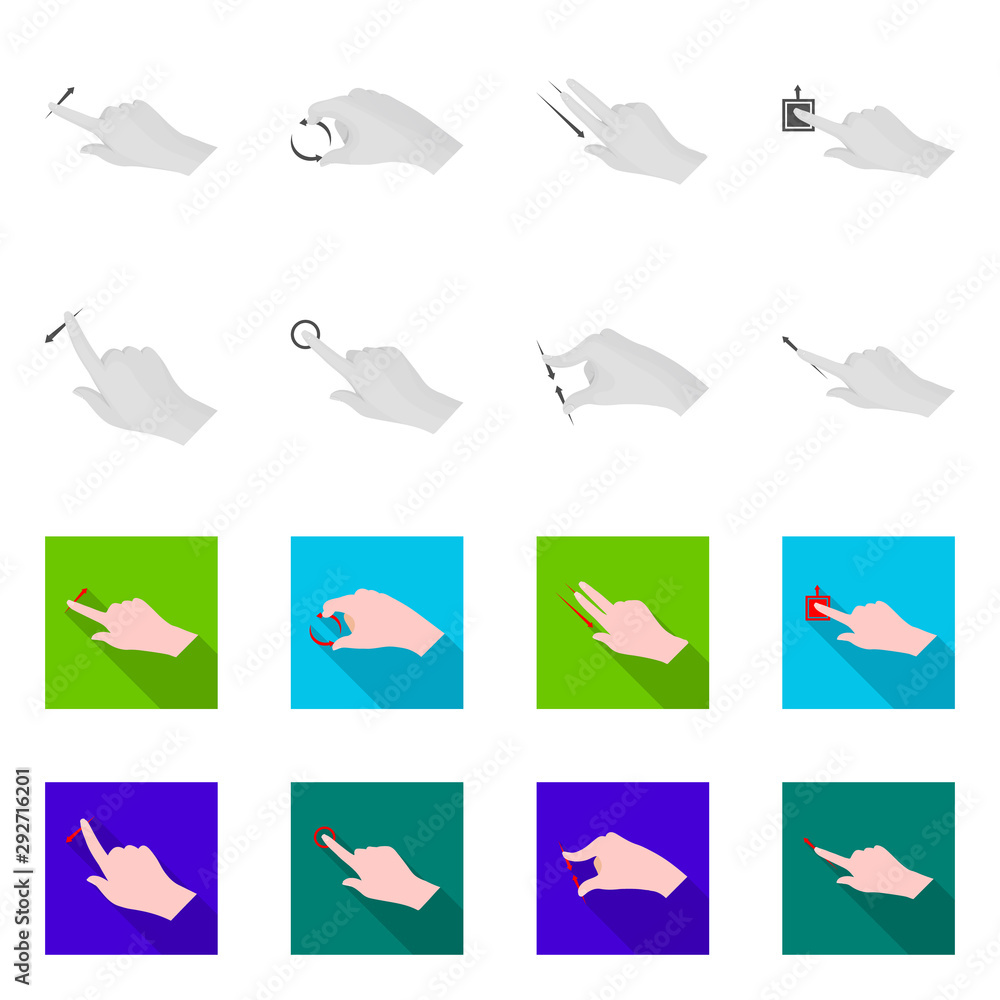 Vector design of touchscreen and hand symbol. Collection of touchscreen and touch stock symbol for web. Vector design of touchscreen and hand symbol. Collection of touchscreen and touch stock symbol for web.