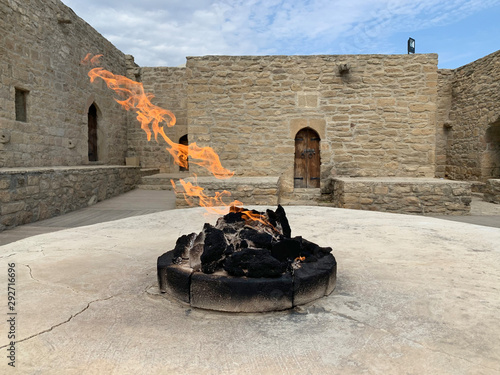 Ancient  Ateshgah fire temple, burning natural gas outlets, Azerbaijan photo