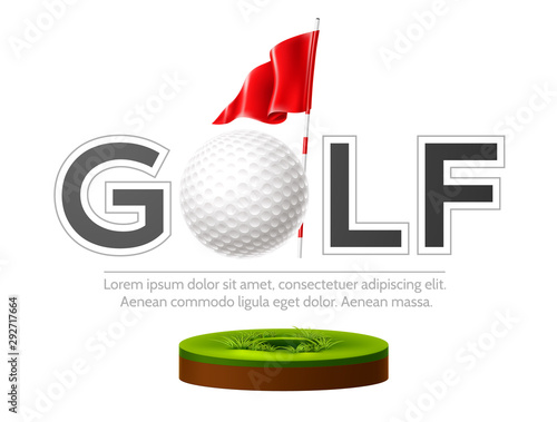 Vector golf tournament poster golf club and ball