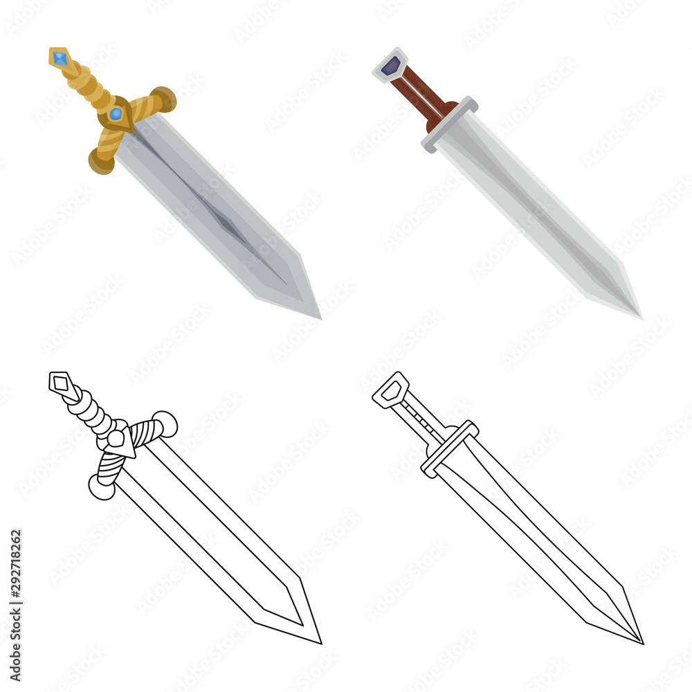 Isolated object of game and armor sign. Collection of game and blade stock symbol for web. Isolated object of game and armor sign. Collection of game and blade stock symbol for web.
