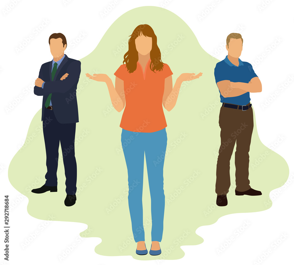 Fototapeta premium Woman Choosing Between 2 Men 