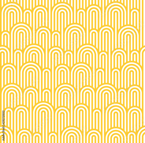 Vector Seamless Pattern with White and Yellow Waves. Stripes with Waves Texture. Noodle and Pasta Abstract Background
