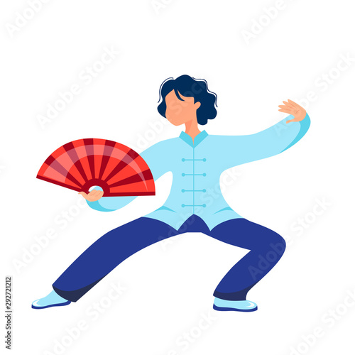 Kung fu and tai chi with a fan