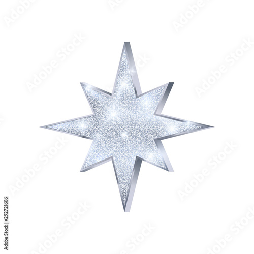 Christmas silver star. Luxury and glamour glitter star. Decoration element for holiday card or banner. Vector illustration © Ihor