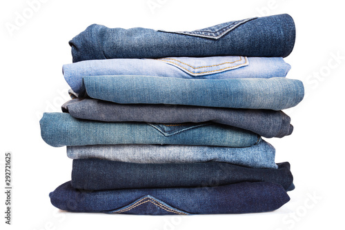 Pile of Denim Isolated on White Background