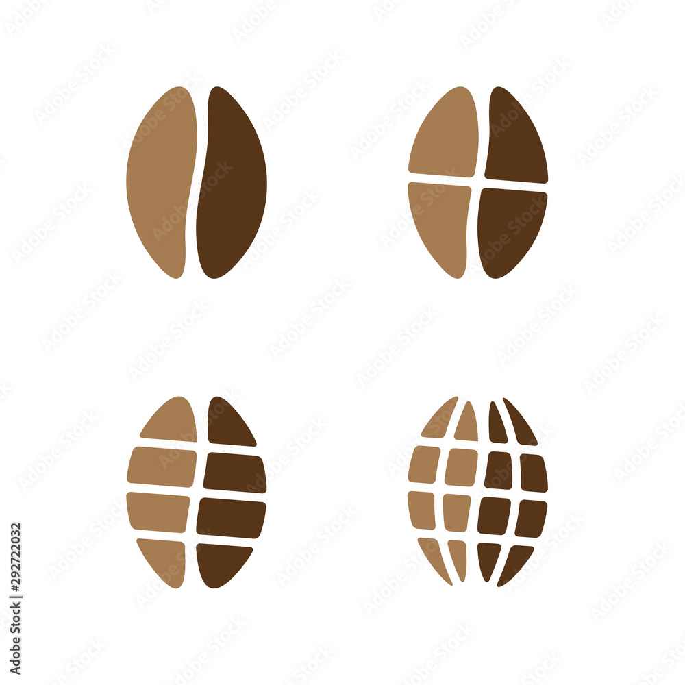 Coffee beans grinded on different sizes. Coffee mill grades. Coffee beans grinded on different sizes. Coffee mill grades.
