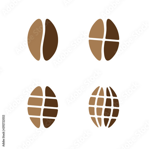 Coffee beans grinded on different sizes. Coffee mill grades.