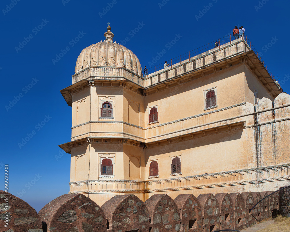 Famous ancient Kumbhalgarh fort near Udaipur in Rajasthan, India