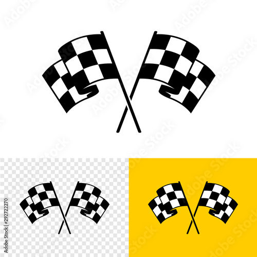 Checkered race flags crossed. Two start or finish flags in a cross. Automotive or sport attribute. Solid fill objects. photo
