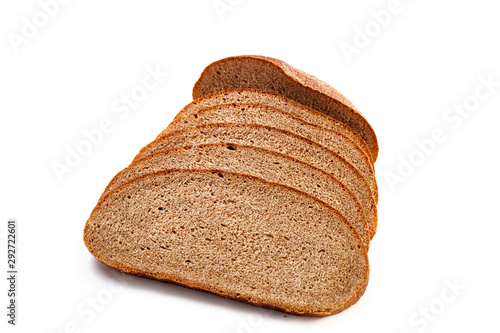 Rye bread with seeds on white isolated background