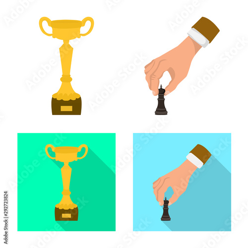 Isolated object of checkmate and thin logo. Set of checkmate and target stock symbol for web.
