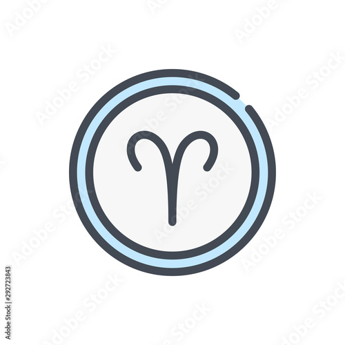 Aries zodiac color line icon. Astrology vector outline colorful sign.
