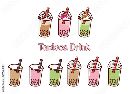 イラスト素材：タピオカドリンク ガーリー かわいい
