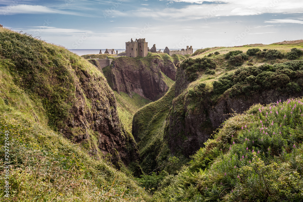 little canyon at Dunnottar Castle in Scotland