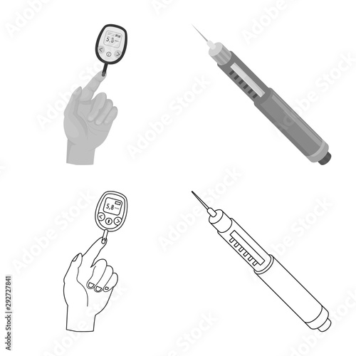 Isolated object of diet and treatment logo. Set of diet and medicine stock vector illustration.