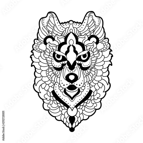 Vector illustration of a lion head for coloring  book antistress