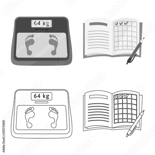 Isolated object of diet and treatment logo. Collection of diet and medicine stock vector illustration.
