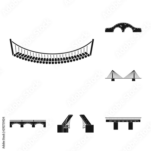 Vector design of construct and side symbol. Collection of construct and bridge stock vector illustration.