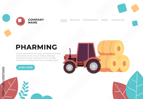 Farming agricultural harvesting web banner page concept. Vector flat cartoon graphic design illustration