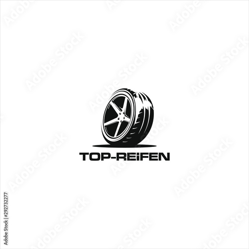 automotive logo tires vector icon classic racing silhouette illustration. TOP REIFEN means top tires in Germany.