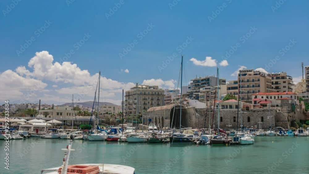 Beautiful Time lapse Harbour of Heraklion Crete. 4K Colorful sky and sea. Beautiful Time lapse Harbour of Heraklion Crete. 4K Colorful sky and sea.