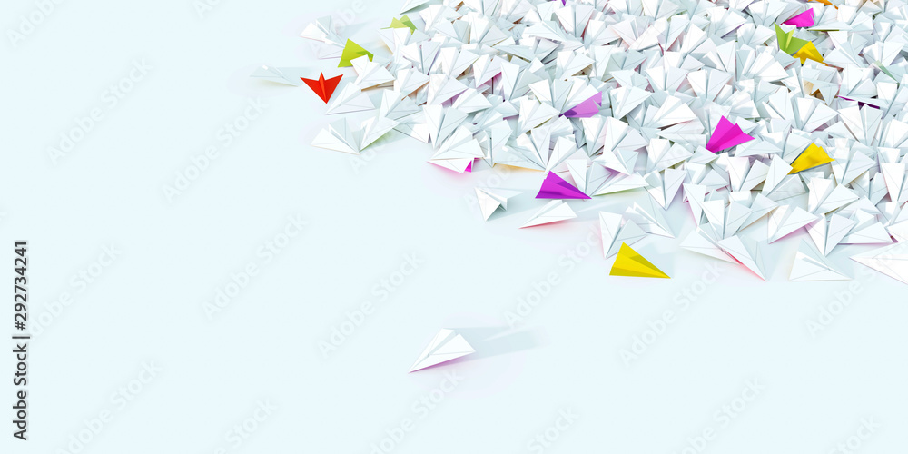 Infinite paper planes, 3d rendering illustration Infinite paper planes, 3d rendering illustration