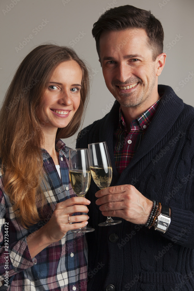 Couple clinking glasses of champagne Couple clinking glasses of champagne