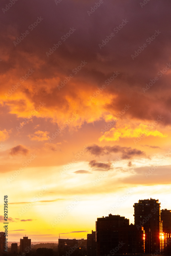 Beautiful evening sky in the sity