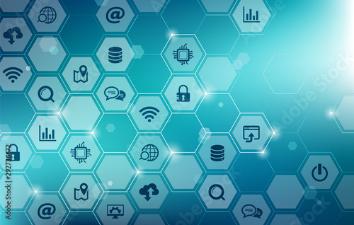 IT technology icon concept – information & data / online communication / cloud computing / software programming / cyber security: vector illustration