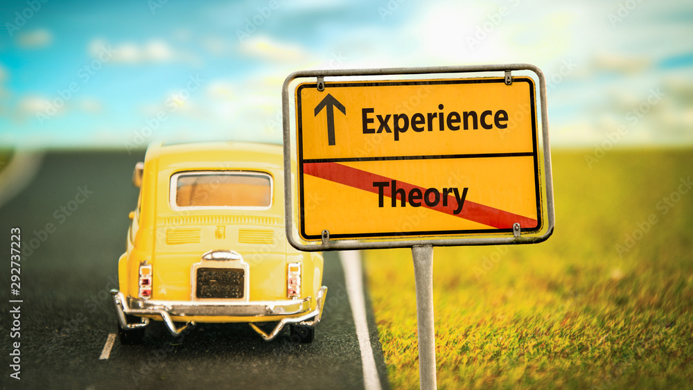 Fototapeta premium Street Sign to Experience versus Theory