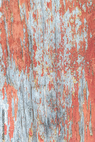 vertical wooden surface weathered cracked red paint base grunge design background
