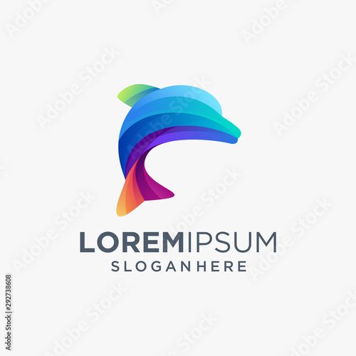 colorful dolphin logo design illustration