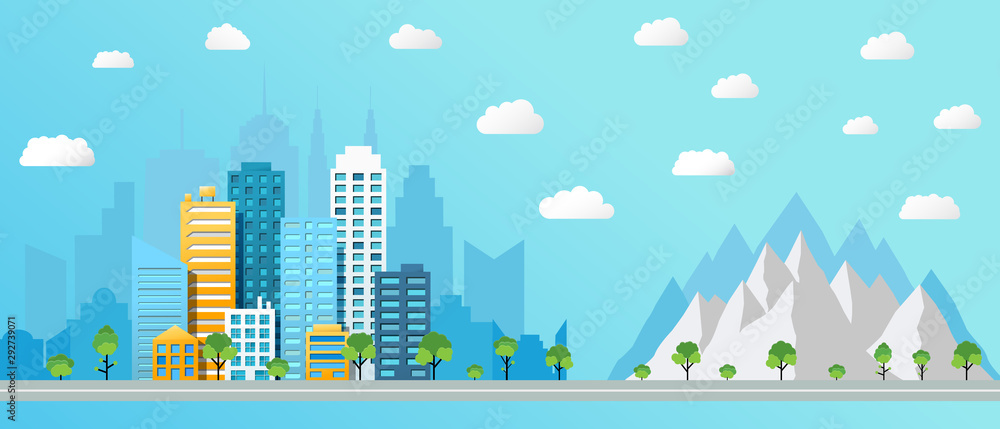 Colorful cityscape light background