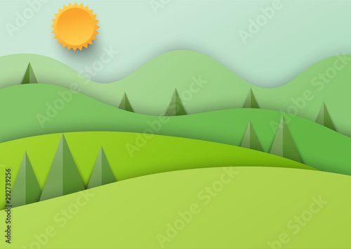 Paper beautiful nature landscape background