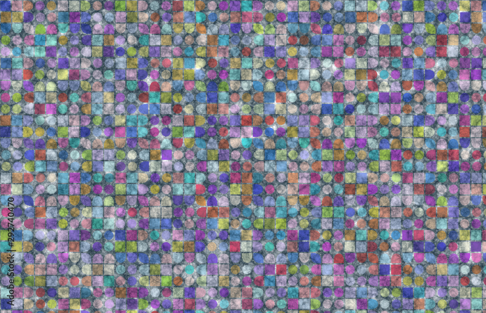 colored dots and squares