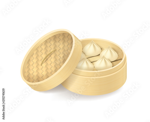 Realistic 3d Detailed Chinese Dumplings Set. Vector
