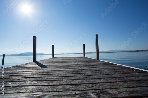 piecefull day on the pier on lake zug, switzerland